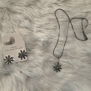 Maurices Nickel free Snowflake Earrings & Necklace Set